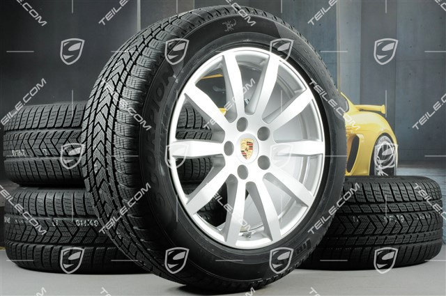 19" koła zimowe Cayenne S, komplet, felgi 8,5J x 19 ET47 + 9,5J x 19 ET54 + NOWE opony zimowe Pirelli 255/55 R19 + 275/50 R19, z czujnikami ciśnienia
