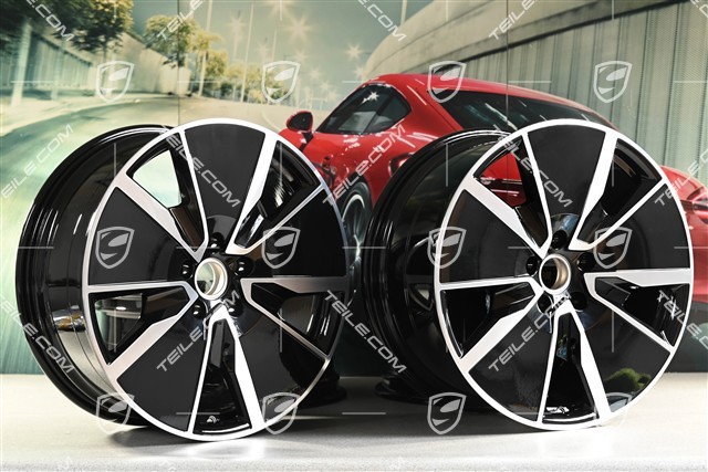 21-inch Macan Turbo wheel rim set, 8,5J x 21 ET27 + 10,5J x 21 ET47, black high gloss