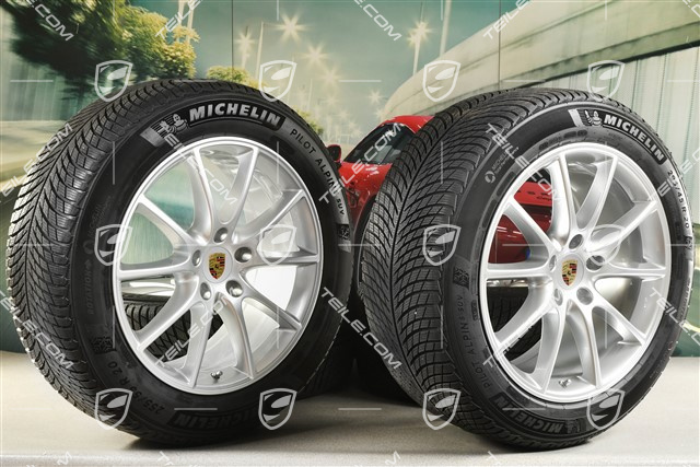 20" Cayenne Design Winterräder Satz, Felgen 9J x 20 ET50 + 10,5J x 20 ET64 + Michelin Winterreifen 255/55 R20 + 295/45 R20, mit RDK-Sensoren
