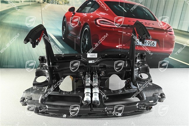 Mounting bracket center with DRS Actuators / hydraulic cylinders in red, GT3 RS