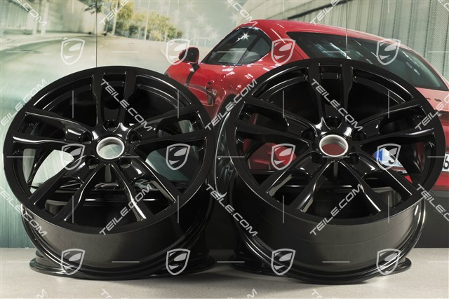 19" Boxster S III Felgensatz, 8J x 19 x ET 57 + 9,5J x 19 x ET 45, Schwarz Hochglanz