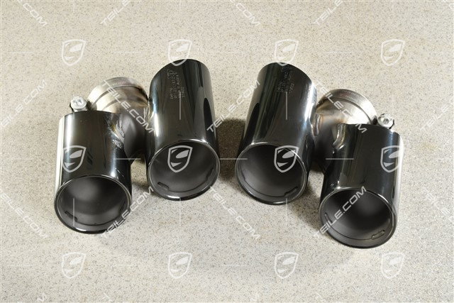 Doppelendrohre Satz aus verchromtem Edelstahl in Schwarz hochglänzend