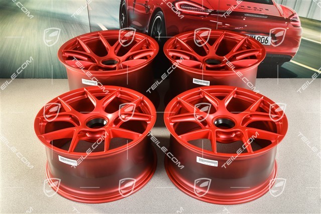 GT3RS Magnesium lightweight forged wheel rim set, 10J x 20 ET45 + 13J x 21 ET31, Pyro Red