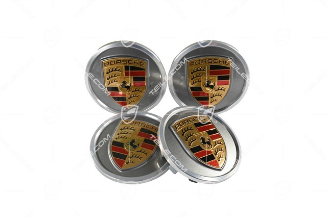 Wheel hub cap set, crest coloured, Platinsilver / silver
