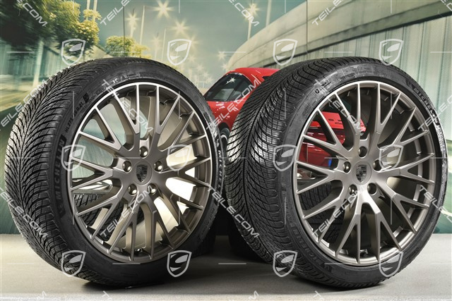 21" Panamera Exclusive Design Winterräder Satz, Felgen 9,5J x 21 ET71 + 10,5J x 21 ET71 + NEUE Michelin Pilot Alpin 5 Winterreifen 275/35 R21 + 315/30 R21, Turbonit