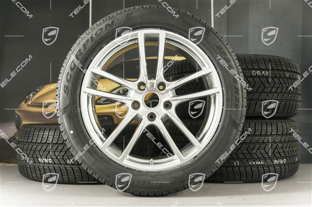 20" Cayenne COUPE Sport Winterräder Satz, Felgen 9J x 20 ET50 + 10,5J x 20 ET55 + Pirelli Winterreifen 275/45 R20 + 305/40 R20, mit RDK-Sensoren