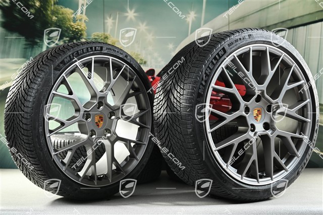 20"+21" RS Spyder Design Winterrädersatz, Felgen 8,5J x 20 ET50 + 11J x 21 ET82 + Michelin Winterreifen 245/35 R20 + 305/30 R21, mit RDK-Sensoren, Darksilver