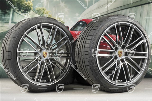 20" Turbo IV Sommerräder Satz, Felgen 8,5J x 20 ET57 + 10,5J x 20 ET47 + Sommerreifen GoodYear235/35 ZR20 + 265/35 ZR20, mit RDK-Sensoren