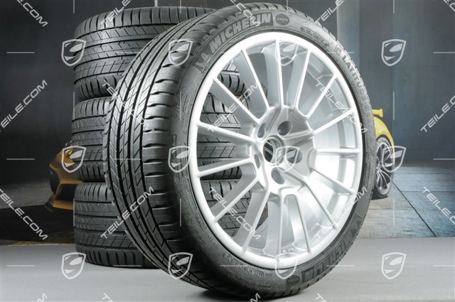 21" Cayenne SportPlus summer wheels set, rims 10J x 21 ET50 + 10J x 21 ET45 + NEW Michelin summer tyres 295/35 R21, with TPMS