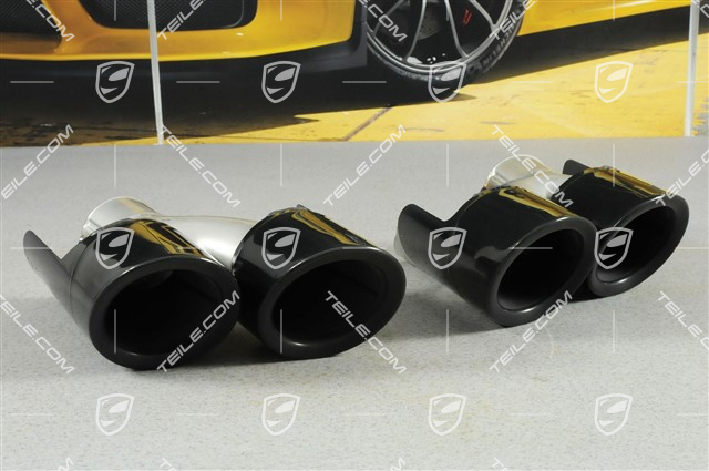 Sportowe końcówki rur wydechowych, czarny wysoki połysk, zestaw L+R