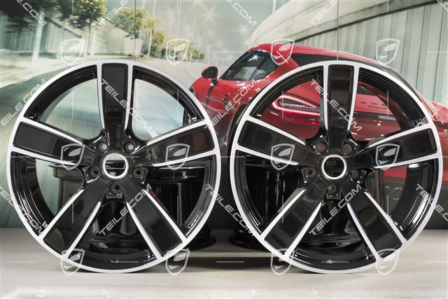 22" Komplet felg Cayenne Sport Classic, 10J x 22 ET48 + 11,5J x 22 ET61, czarny wysoki połysk