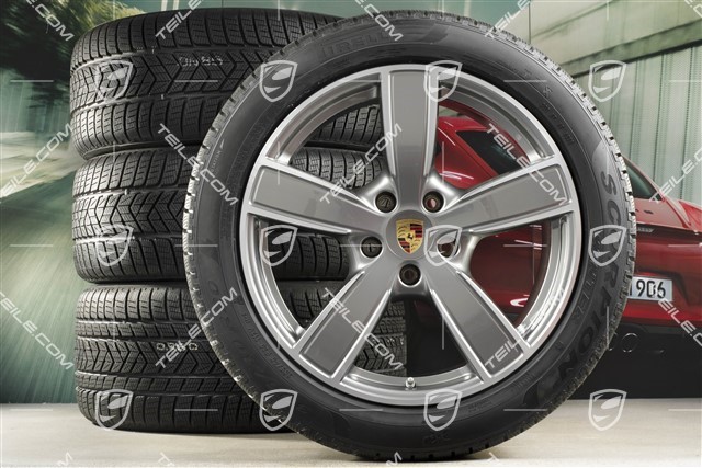 20" koła zimowe Cayenne Sport Classic Komfort, komplet, felgi 9J x 20 ET50 + 10,5J x 20 ET64 + NOWE opony zimowe Pirelli 275/45 R20 + 305/40 R20, z czujnikami ciśnienia