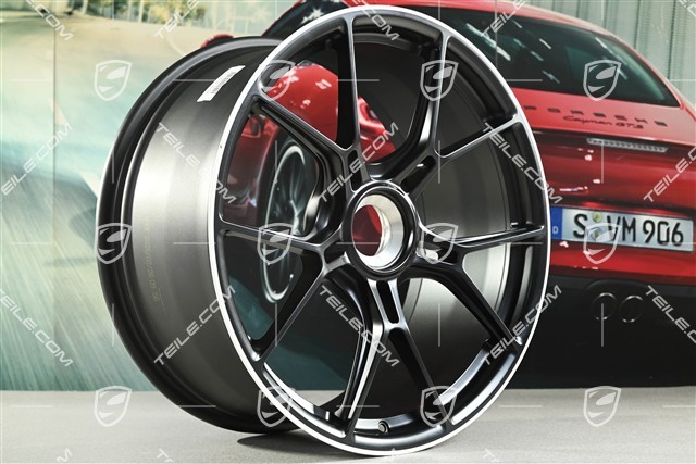 20"+21" GT3 Felgen Satz, 9,5J x 20 ET46 + 12J x 21 ET45, in Schwarz Seidenmatt, Rand in Weiß