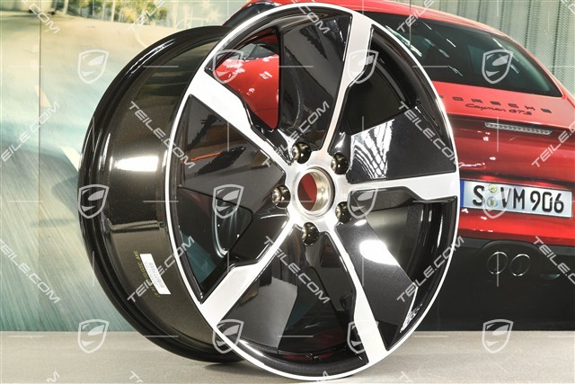 21" Felga Taycan Exclusive Design, 9,5J x 21 ET60, przednia, czarny perłowy Jet Black metalik, L