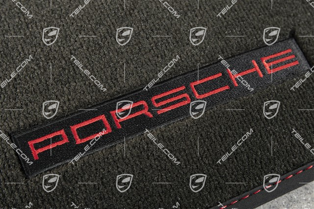 Fussmatte Velours Satz, Schwarz/Karminrot