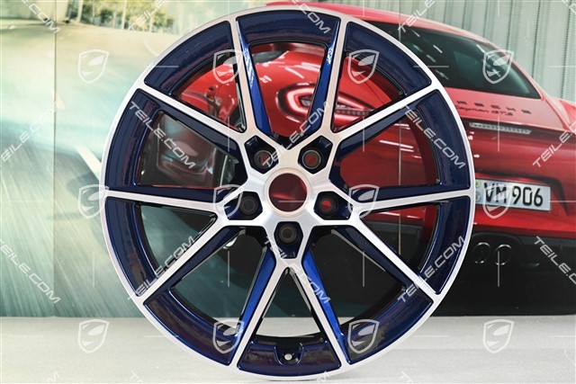 21" Carrera S wheel rim, 11.5J x 21 ET79, gentian blue