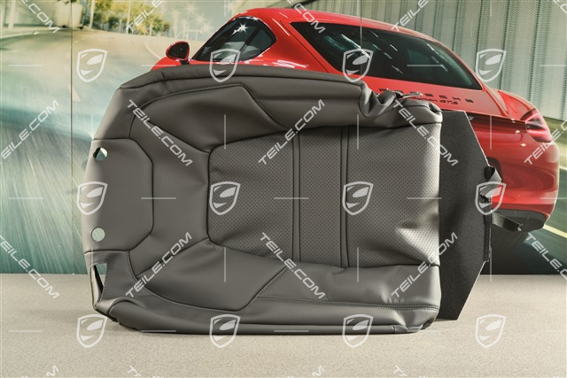 Rear seat, Backrest cover, Leather, Comfort seat, Slate Grey, L