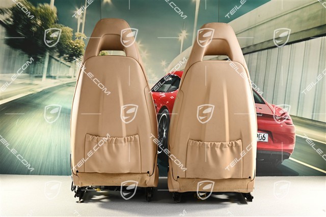 Seats, electrically adjustable, leatherette, beige, set  (L+R)