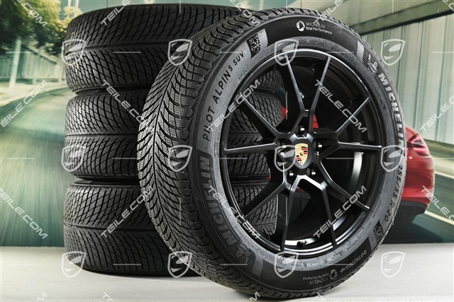 20-inch Cayenne S winter wheel set, rims 9J x 20 ET50 + 10,5J x 20 ET55 + Michelin Pilot Alpin 5 SUV winter tyres 255/55 R20 + 295/45 R20, with TPMS, black satin matt