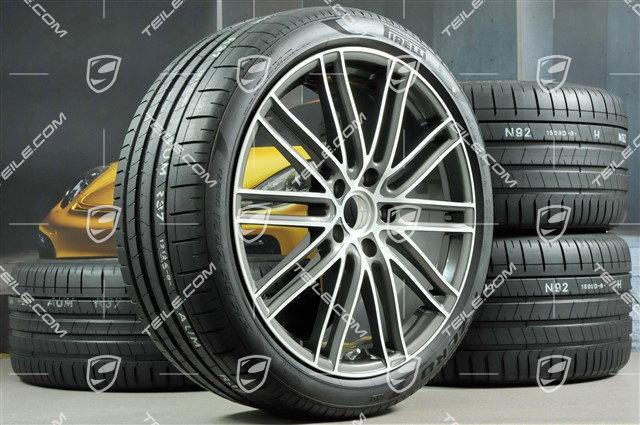 21" Turbo IV Sommerräder, Felgen 9,5J x 21 ET71 + 11,5J x 21 ET69 + Pirelli Sommerreifen 275/35 ZR21 + 315/30 ZR21, mit RDK-Sensoren