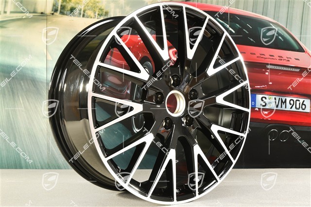 21" Komplet felg Panamera Exclusive Design, 9,5J x 21 ET71 + 11,5J x 21 ET69, czarny wysoki połysk