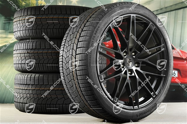 22" koła zimowe RS Spyder Design, felgi 9J x 22 ET29 + 11J x 22 ET47 + NOWE opony zimowe Continental 255/40 R22 + 295/35 R22, czarny satynowy półmat