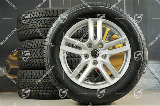 18" koła zimowe, komplet "Cayenne S" facelift 2014->, felgi 8J x 18 ET53 + opony zimowe Pirelli 255/55 R18, z czujnikami ciśnienia
