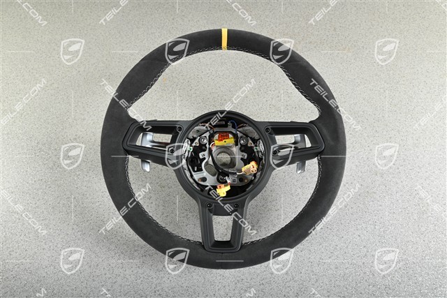 Sport steering wheel, Black Alcantara with Yellow 12 o'clock marking, PDK shift paddles, GT2RS / GT3RS
