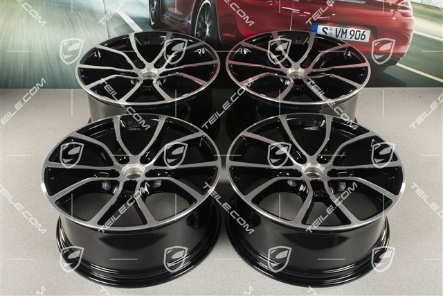 21-inch wheel rim set Cayenne Exclusive Design, 11J x 21 ET49 + 9,5J x 21 ET46, for Cayenne Coupé, black high gloss
