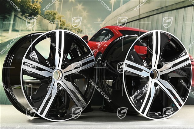 22" felgi Macan Exclusive Design, komplet, 9J x 22 ET29 + 11J x 22 ET47, czarny wysoki połysk