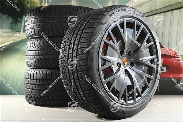 20-inch Taycan Turbo S Aero Design winter wheel set, rims 9J x 20 ET54 + 11J x 20 ET60 + NEW Pirelli winter tyres 245/45 R20 + 285/40 R20, anthracite grey