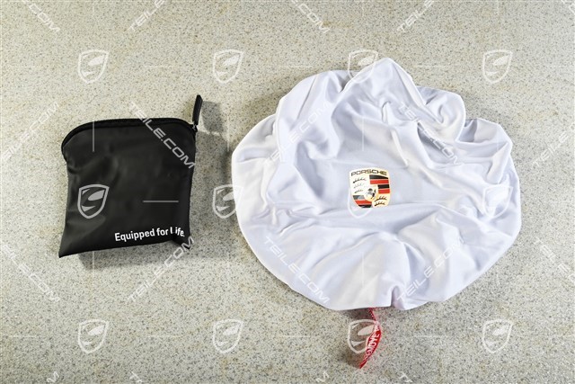 Pokrowiec na kierownicę z kolorowym herbem Porsche, czarny