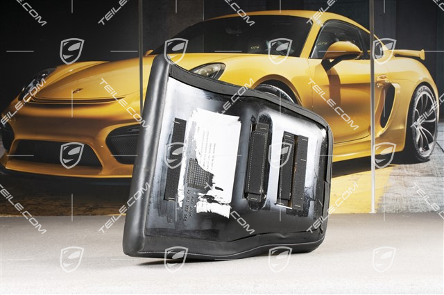 Back seat lower / cushion, Cabrio, draped leather, black, R