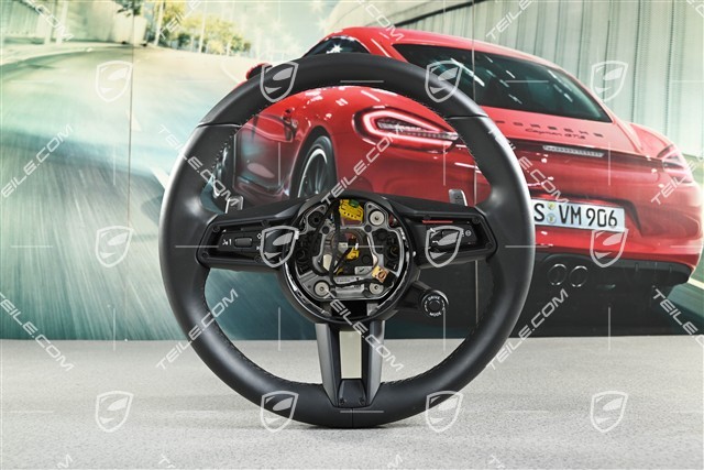 Sportlenkrad, Multifunktionslenkrad, 3-Speichen, Leder Schwarz / Sport Chrono