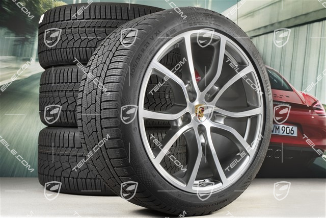 21" Cayenne Exclusive Design Winterräder Satz, Felgen 9,5J x 21 ET46 + 11,0J x 21 ET58 + NEUE Continental Winterreifen 275/40 R21 + 305/35 R21, mit RDK-Sensoren