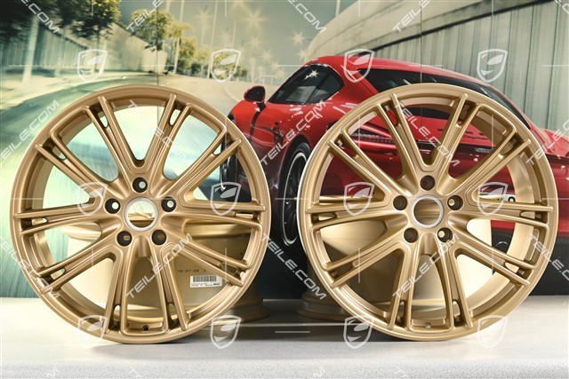 21" Komplet felg Panamera Exclusive, 9,5J x 21 ET71 + 11,5J x 21 ET69, Aurum