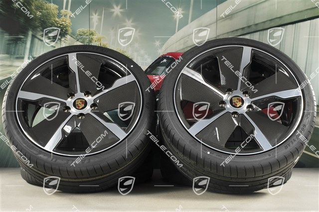21" Exclusive Design Sommerräder Satz, Felgen 9,5J x 21 ET60 + 11,5J x 21 ET66 + NEUE Goodyear Sommerreifen 265/35 R21 + 305/30 R21, mit Carbon Aeroblades