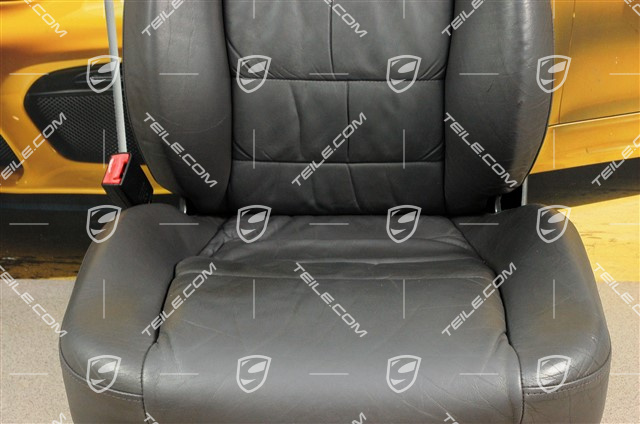 Fotel, regulowane elektrycznie, podgrzewane, skóra, popiel / Space grey, fałdowane, L