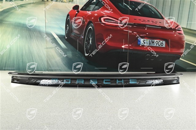 Cross / Sport Turismo, Heckblende Abschlussblende mit "PORSCHE" Schriftzug in Glacier Iceblue