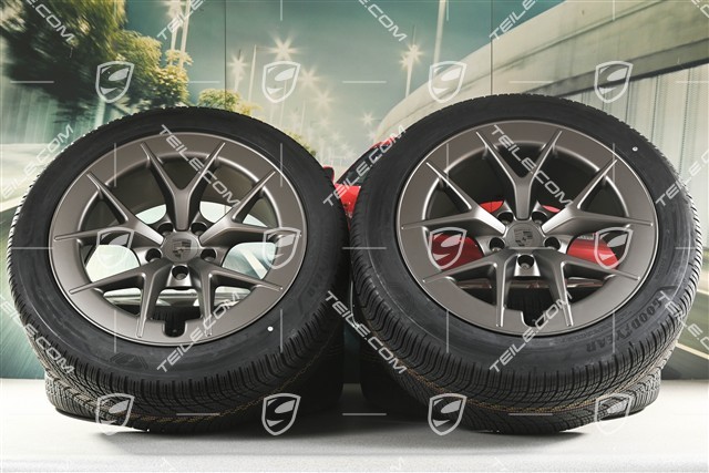 21" koła zimowe Cayenne RS Spyder Design, komplet, felgi 9,5J x 21 ET16 + 11J x 21 ET37 + opony zimowe Goodyear UltraGrip Performance 3 SUV 275/45 R21 + 315/40 R21, turbonite