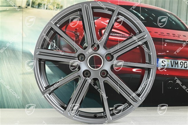 20" Komplet felg Panamera Turbo, 9,5J x 20 ET71 + 10,5J x 20 ET71, Adamantium