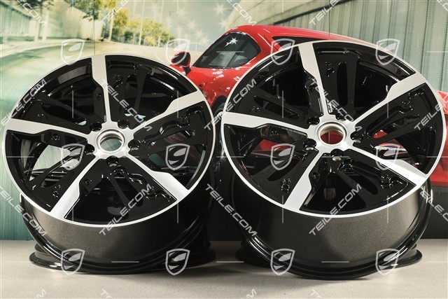 21" Komplet felg Taycan Exclusive Design, 9,5J x 21 ET60 + 11,5J x 21 ET66, wersja Carbon (nie zawiera osłon karbonowych), czarny wysoki połysk