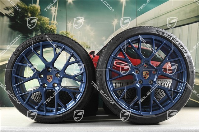 20"+21" RS Spyder Design Winterrädersatz, Felgen 8,5J x 20 ET50 + 11J x 21 ET82 + NEUE Michelin Winterreifen 245/35 R20 + 305/30 R21, mit RDK-Sensoren, Indigoblau