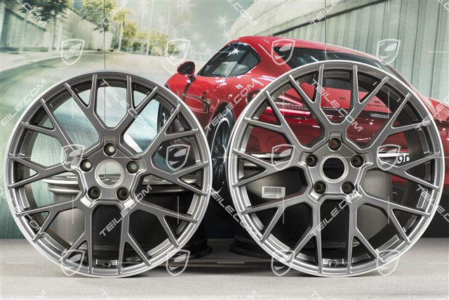 20+21-inch wheel rim set RS Spyder, rims: front 8,5J x 20 ET53 + rear 11,J x 21 ET67, platinum satin matt