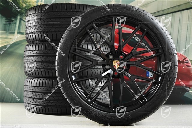 21" RS Spyder Design II summer wheel set, wheel rims 9,5J x 21 ET27 + 10J x 21 ET19 + NEW Michelin summer tyres 265/40 R21 + 295/35 R21, with TPM, black satin matt