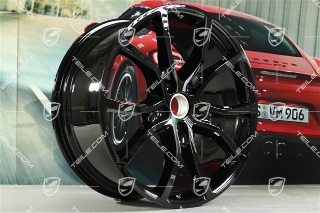 21-inch wheel rim set Cayenne Exclusive Design, 11J x 21 ET49 + 9,5J x 21 ET46, for Cayenne Coupé, black high gloss