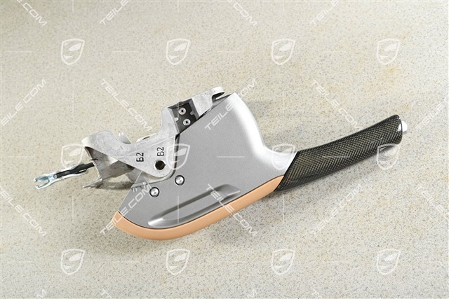 Handbremshebel komplett, Carbon, Leder, Sandbeige