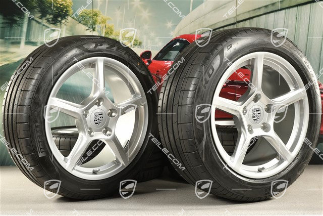 18" Boxster IV Sommerräder Satz, Felgen 8J x 18 ET57 + 9,5J x 18 ET49,  Pirelli P Zero Sommerreifen 235/45 R18 + 265/45 R18