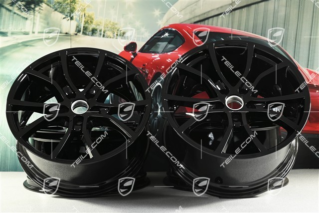 21-inch wheel rim set Cayenne Exclusive Design, 11J x 21 ET49 + 9,5J x 21 ET46, for Cayenne Coupé, black high gloss