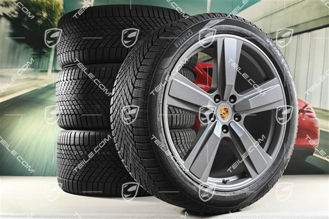 22-inch winter wheel set Cayenne Exclusive Design Sport, wheel rims 10J x 22 ET48 +11,5J x 22 ET61 + Pirelli winter tyres 285/40 R22 + 315/35 R22, Vesuvio Grey